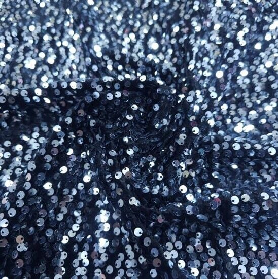 Pullu Kadife Kumaş Gümüş