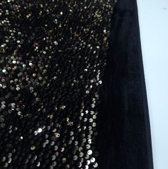 Pullu Kadife Kumaş Gold