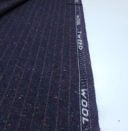 Çizgili Yünlü Tweed Mor