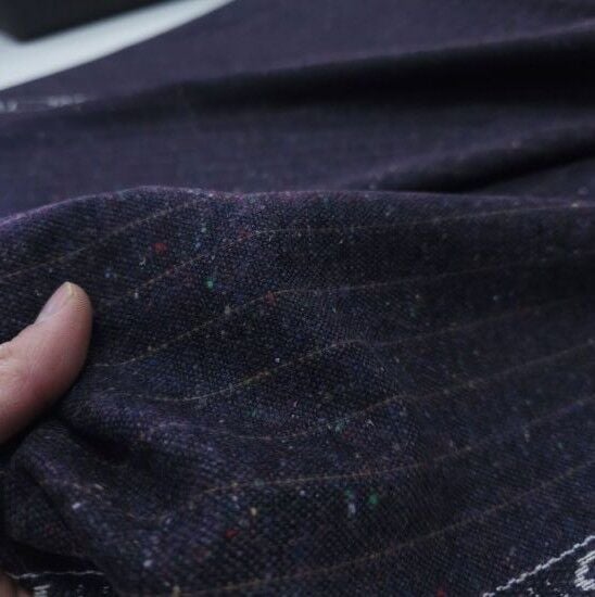 Çizgili Yünlü Tweed Mor