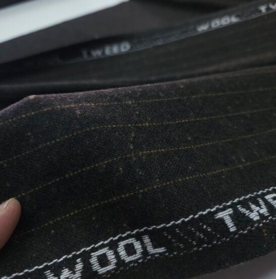 Çizgili Yünlü Tweed Kahverengi